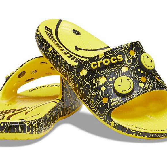 NEW. CROCS SMILEY SLIDES - Picture 1 of 4